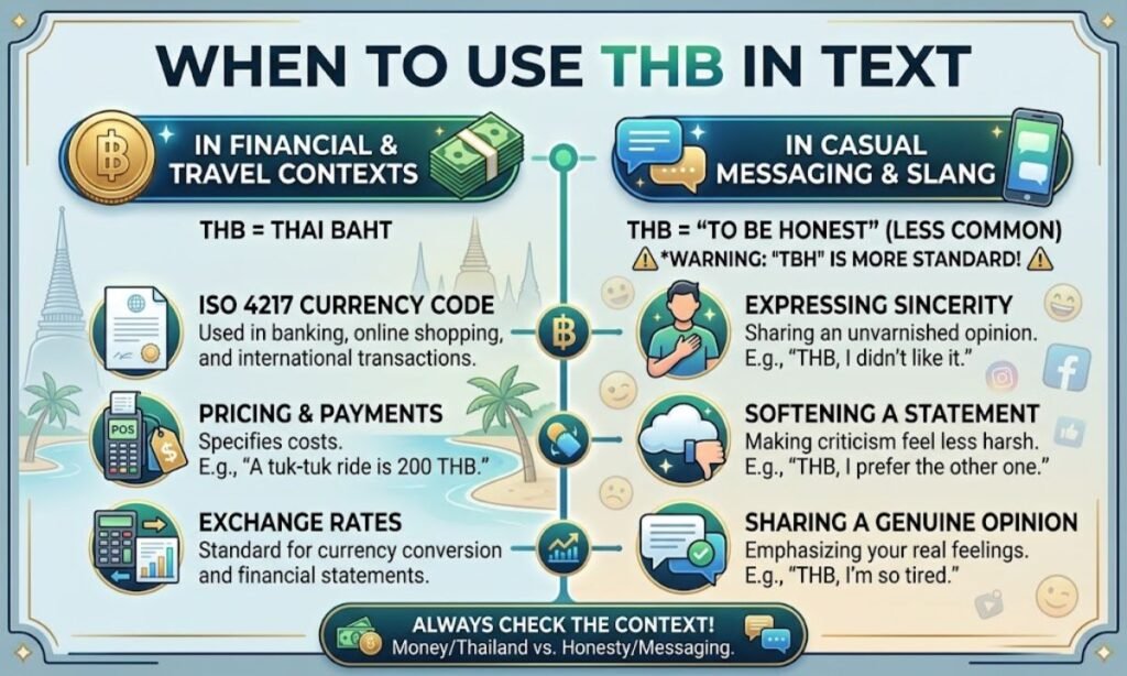 When to Use THB in Text