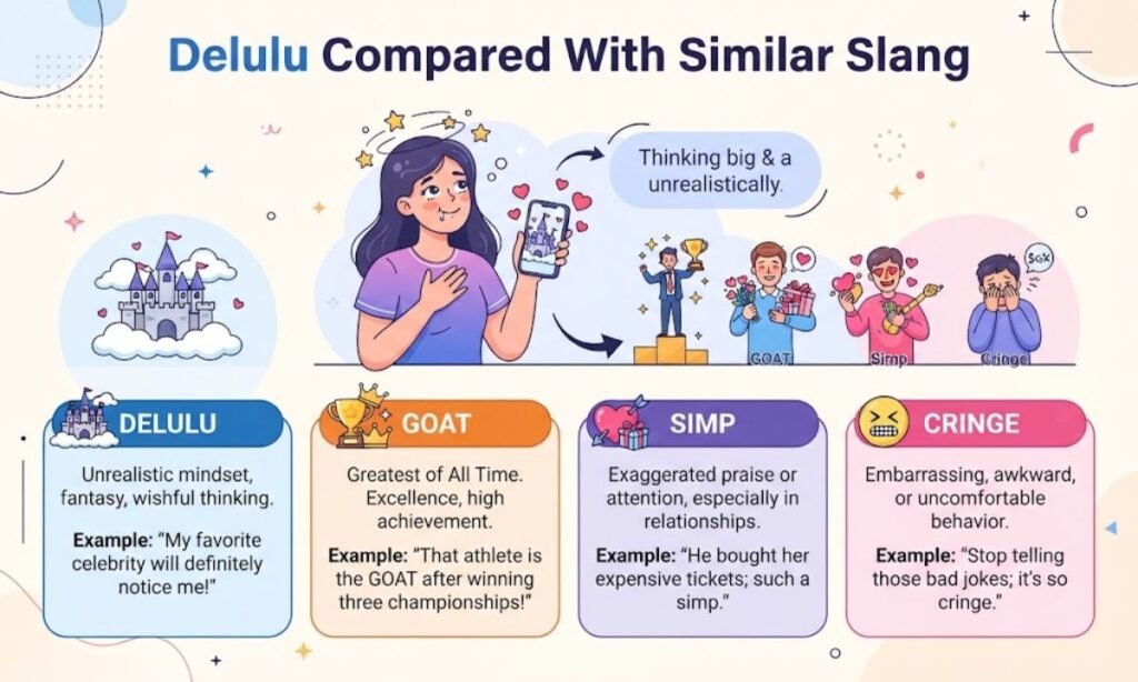 Delulu Compared With Similar Slang